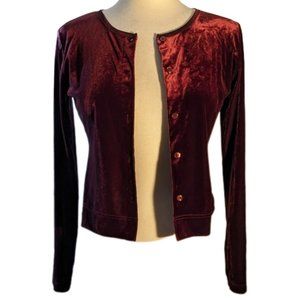By Design Elegant Velvet Sweater Button Down  M